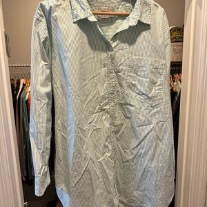 White and Green Striped Shirt- American Eagle